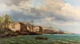 Alleged View of The Port Of Genoa Oil by Charles Kuwasseg, 1875, oil, sold Oct 2023