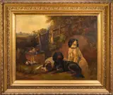 Hounds guarding the bag Oil by John Gifford, 1886, oil, sold Oct 2023