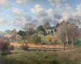 A house above a railway Oil by Charles Brooke Farrar, oil, sold Oct 2023
