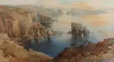 'Les Antelets by Ethel Sophia Cheeswright, watercolor, sold Oct 2023