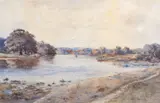 A river view Watercolour 28 by Albert Polltt, 1886, watercolor, sold Oct 2023