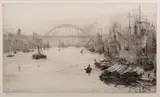 The Tyne Bridge by William Lionel Wyllie, Etching, offered Oct 2023
