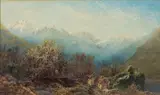 An Alpine view by Arthur Croft, 1880, watercolour, sold Jul 2023