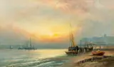 Sunset by William Langley, oil on canvas, sold Jul 2023
