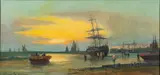 A coastal scene by William Langley, 1900, oil on canvas, sold Jul 2023