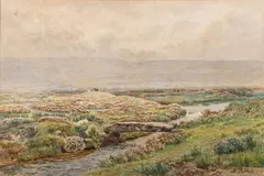 Wallabrook Bridge by William Sidney Morrish, 1879, watercolor, sold Jul 2023