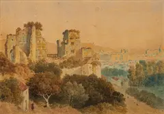 Castle ruins by Frederick Nash, watercolour, sold Jul 2023