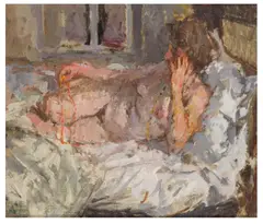 Untitled by Bernard Dunstan, oil on board, offered Mar 2024