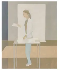 Untitled by David Tindle, acrylic on board, offered Mar 2024