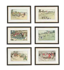 The fallowfield hunt, set of six by Cecil Aldin, lithograph, sold May 2023