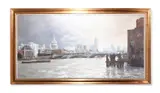 The thames with st. pauls cathedral by Roy Perry, oil, sold Apr 2023