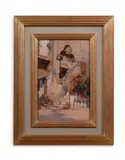 A sunlit bazaar by Paolo Forcella, Oil on canvas, sold Apr 2023