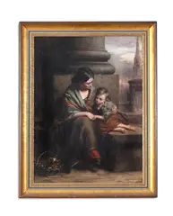 The flower seller and her child by Francis Montague Holl, Oil on canvas, sold Apr 2023