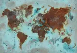 Who shot the plane down/flat earth 6 by John Keane, 2019, oil, offered Apr 2023