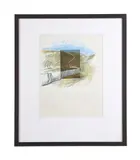 Landscape drawing with a photograph signed by christo by John Keane, 1977, Pencil, crayon, biro and postcard, offered Apr 2023