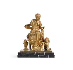 A gilt bronze group of seated woman and cupid, 19th century, french by Jean-Jules Salmson, BRONZE, sold Mar 2023