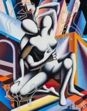 Power of Source Giclée with oil pen additions in colours on canvas, 2020 by Mark Kostabi, Giclée with oil pen additions in colours on canvas, sold Mar 2023