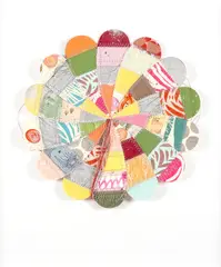 Flower by Thomas Campbell, Mixed media stitched with cotton thread, diameter, sold Mar 2023
