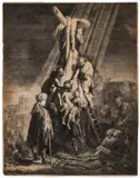 The Descent from the Cross: Second Plate by Rembrandt Harmensz van Rijn, Etching and engraving, sold Mar 2023