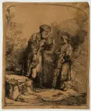 Abraham and Isaac by Rembrandt Harmensz van Rijn, Etching and drypoint, sold Mar 2023