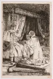 David at Prayer by Rembrandt Harmensz van Rijn, Etching with drypoint, sold Mar 2023
