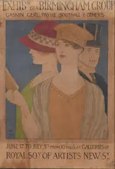 Visitors to an exhibition: design for a poster by Joseph Southall, 1929, oil, sold Mar 2023
