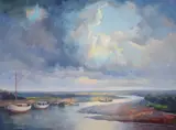 Norfolk coast scene near blakeney by Walter James Steggles, oil, sold Mar 2023