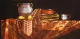 Still life with marrow by Martin Mooney, 1999, oil, sold Mar 2023