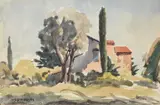 Cagnes by Walter James Steggles, 1948, watercolor, sold Mar 2023