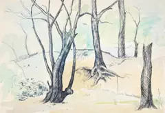 Epping tree study by Elwin Hawthorne, watercolor, sold Mar 2023