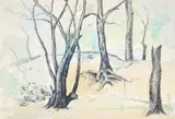 Epping tree study by Elwin Hawthorne, watercolor, sold Mar 2023