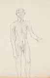 Standing male nude by Keith Vaughan, drawing, sold Mar 2023