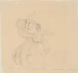 Portrait head of mrs. orpen by Augustus John, drawing, sold Mar 2023