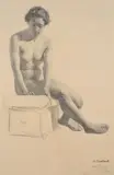 Seated female nude by Gerald Brockhurst, drawing, sold Mar 2023