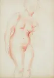 Female standing nude by Frank Dobson, drawing, sold Mar 2023