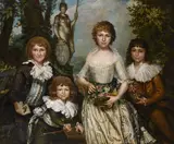 Portraits of madame guyot and her children by Nicholas Joseph Delin, 1792, oil, offered Mar 2023