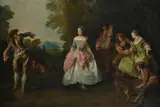The garden party by Philippe Mercier, oil, sold Mar 2023