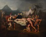 Bearing the dead body of patroclus to the camp by Thomas Douglas Guest, 1805, Oil on canvasSigned and dated, sold Mar 2023