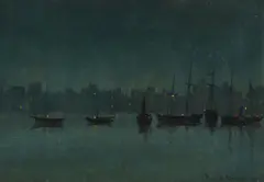 Sunday night knostrop cut by John Atkinson Grimshaw, 1893, oil, sold Mar 2023