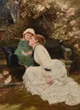 Baby's better by Mary Ellen Staples Nee Edwards, 1879, oil, sold Mar 2023