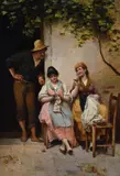 Eine nette begegnung (a nice encounter) by Eugen von Blaas, Oil on panel67 x, offered Mar 2023