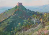 The rocca of asolo by Herbert Arnould Olivier, 1929, oil, sold Mar 2023