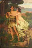 Venus and adonis by Herbert Arnould Olivier, Oil on canvasSigned, offered Mar 2023