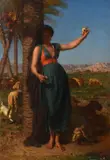 The beautiful shepherd girl by Léon Belly, oil, sold Mar 2023