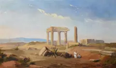 Ruins of palmyra by William James Müller, oil, sold Mar 2023