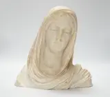 A carved alabaster bust of a lady by Julien Caussé, sculpture, sold Oct 2023