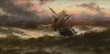 Ship in a rough sea at sunsetoil on canvas20 by Thomas Rose Miles, Oil on canvas, sold Oct 2023