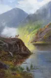 Among the heather by Daniel Sherrin, oil on canvas, sold Oct 2023