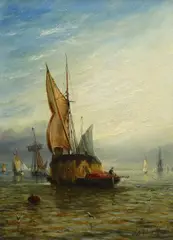 Billowy Skiesoil on boardsigned19 by William Adolphus Knell, oil on board, sold Oct 2023