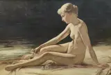 The Bather by Karl Keinke, oil on canvas, sold Oct 2023